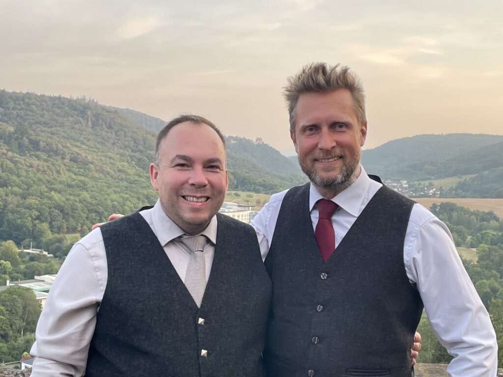 Dudelsackspieler Andy Hambsch und Dudelsackspieler Nils Bosshammer